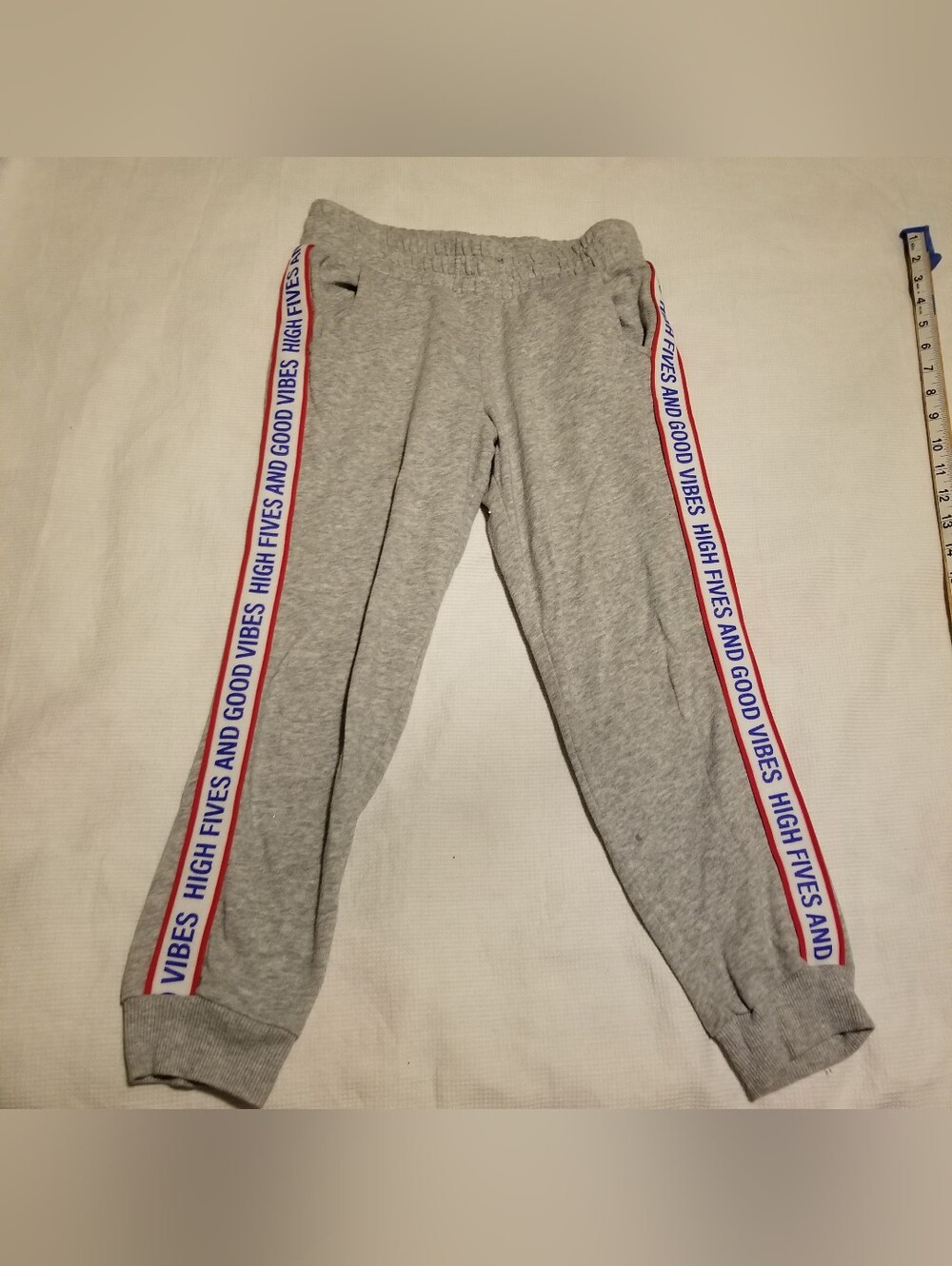 Athletic Works Kid's Medium Gray Sweatpants with Red, White and Blue Side Tape
